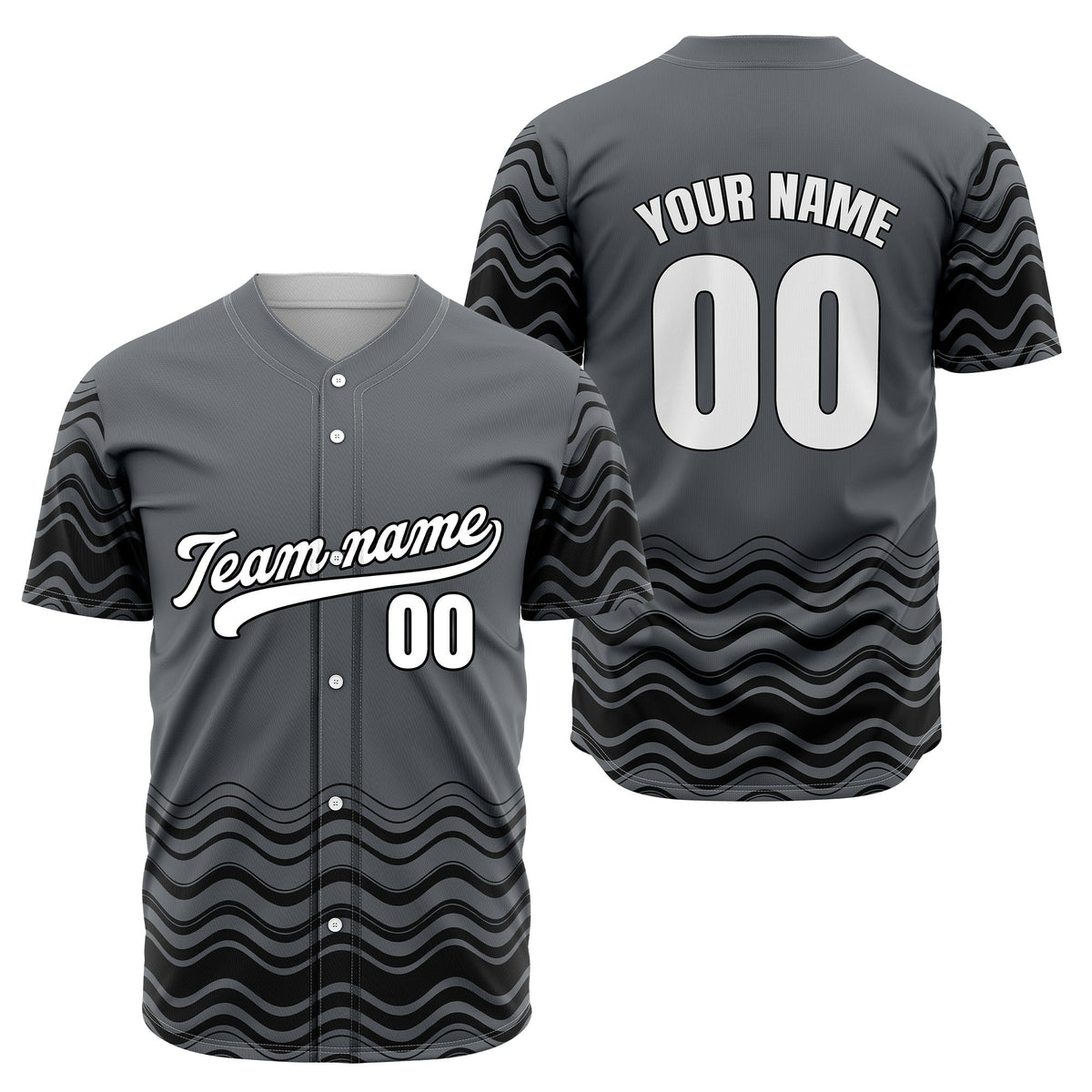 Custom Teal Baseball Wave Sports Jersey Personalized Uniform with Name & Number