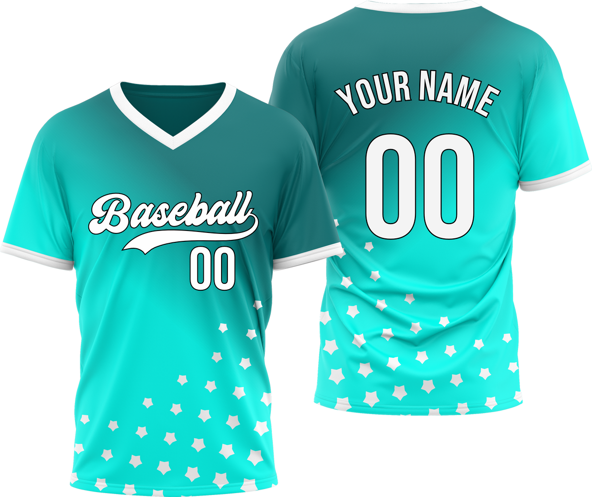 Custom Twilight Stars Baseball Aqua Sports Jersey Personalized Uniform with Name &amp; Number