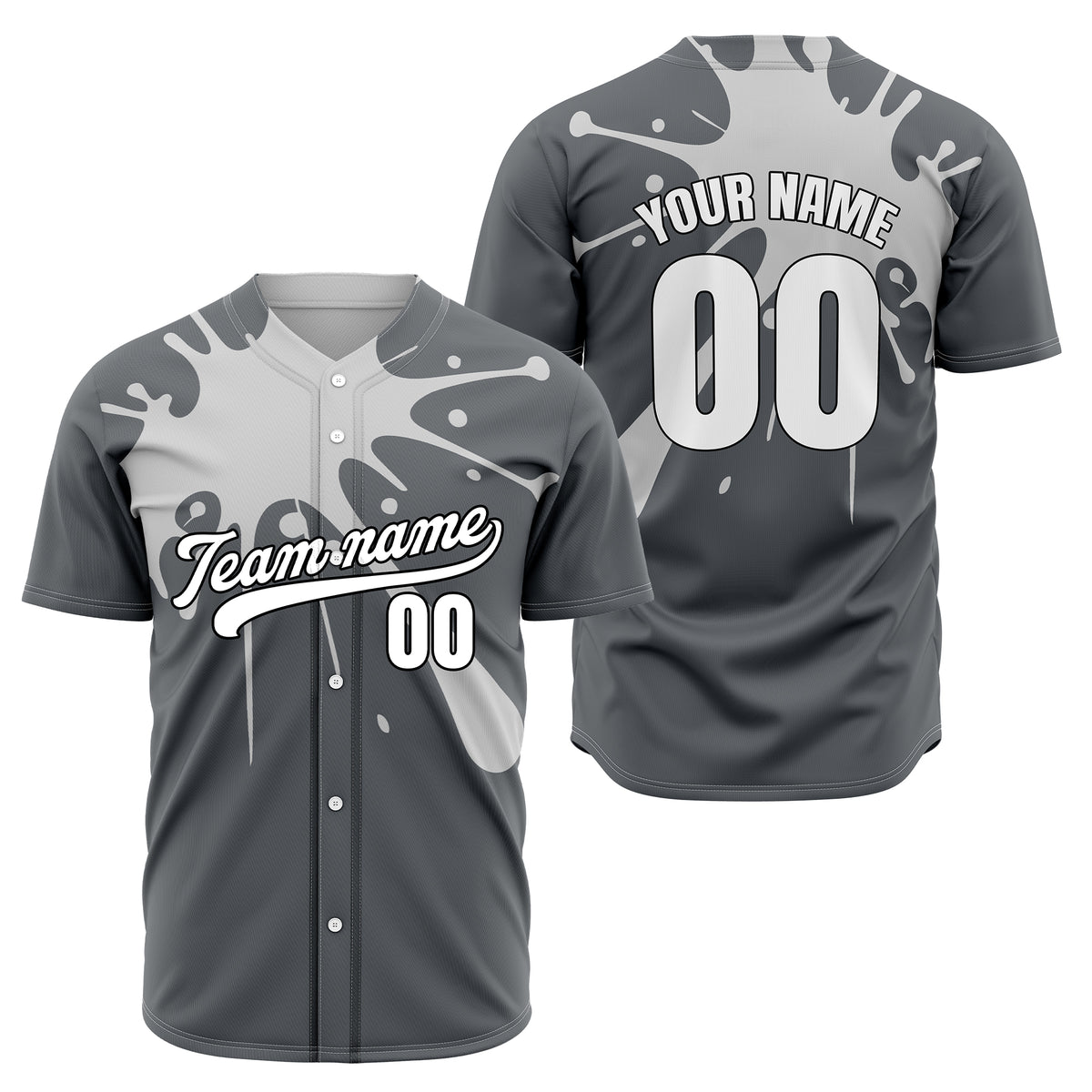 Custom Paint Burst Dark Grey Sports Jersey Personalized Uniform with Name &amp; Number