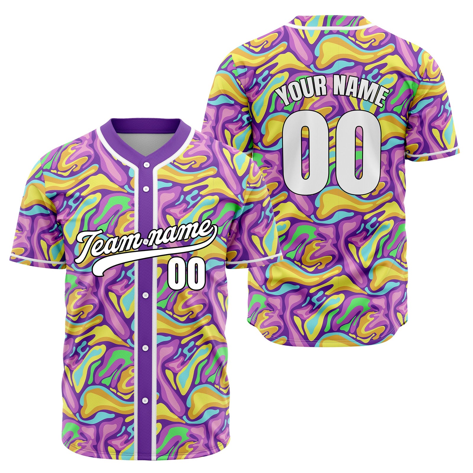 Custom Graffiti Baseball Purple Sports Jersey Personalized Uniform with Name & Number