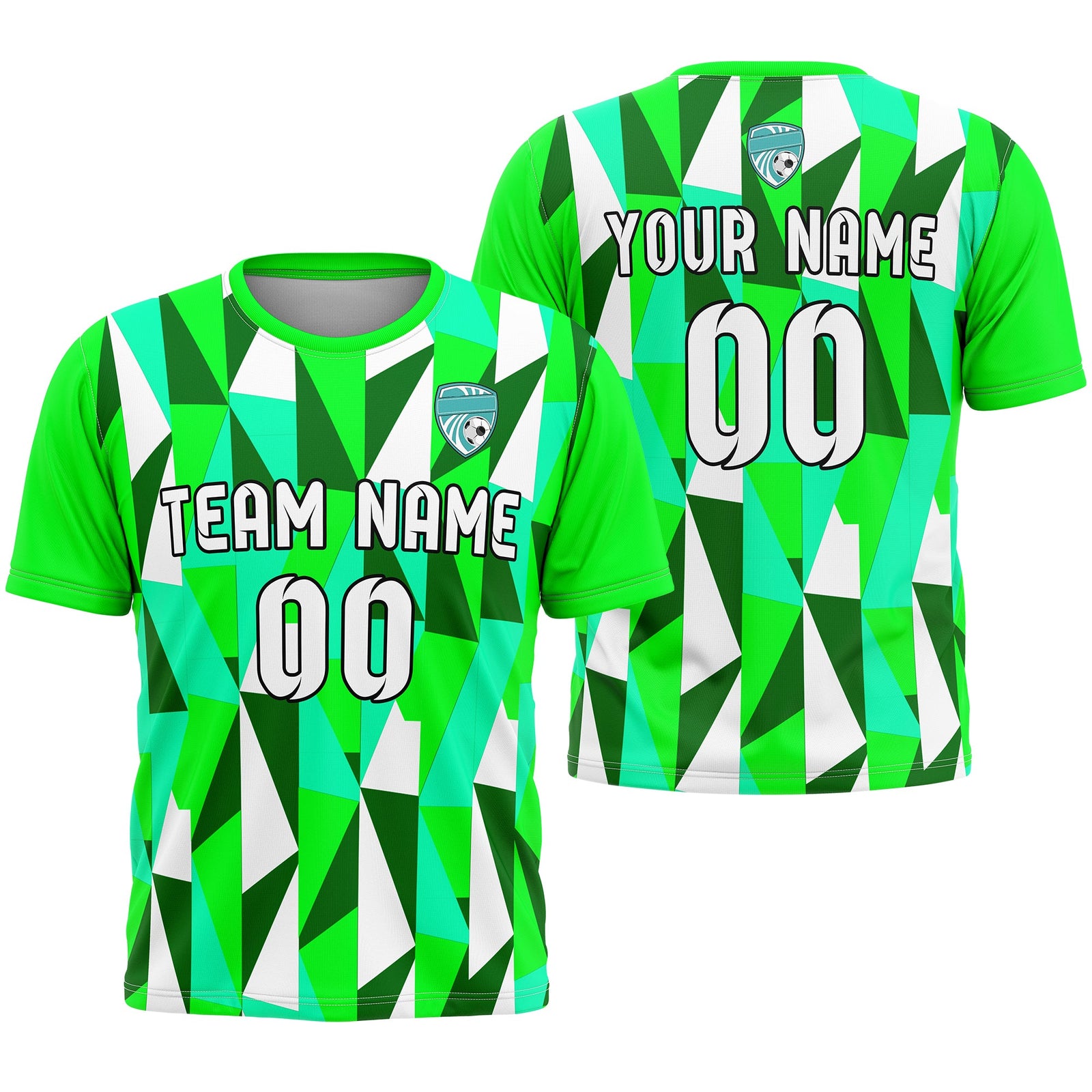 Custom Crystal R-Full Pattern Soccer Aqua Sport Tops Jersey