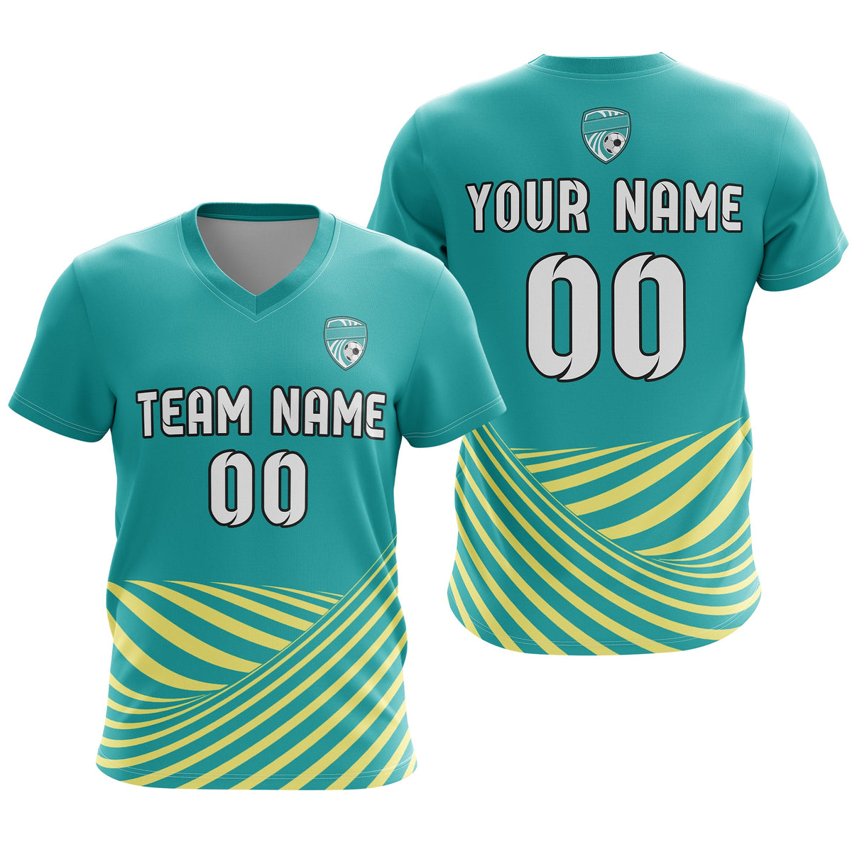 Custom Soccer WaveLine Stripe V-Neck D4 Sport Tops Jersey