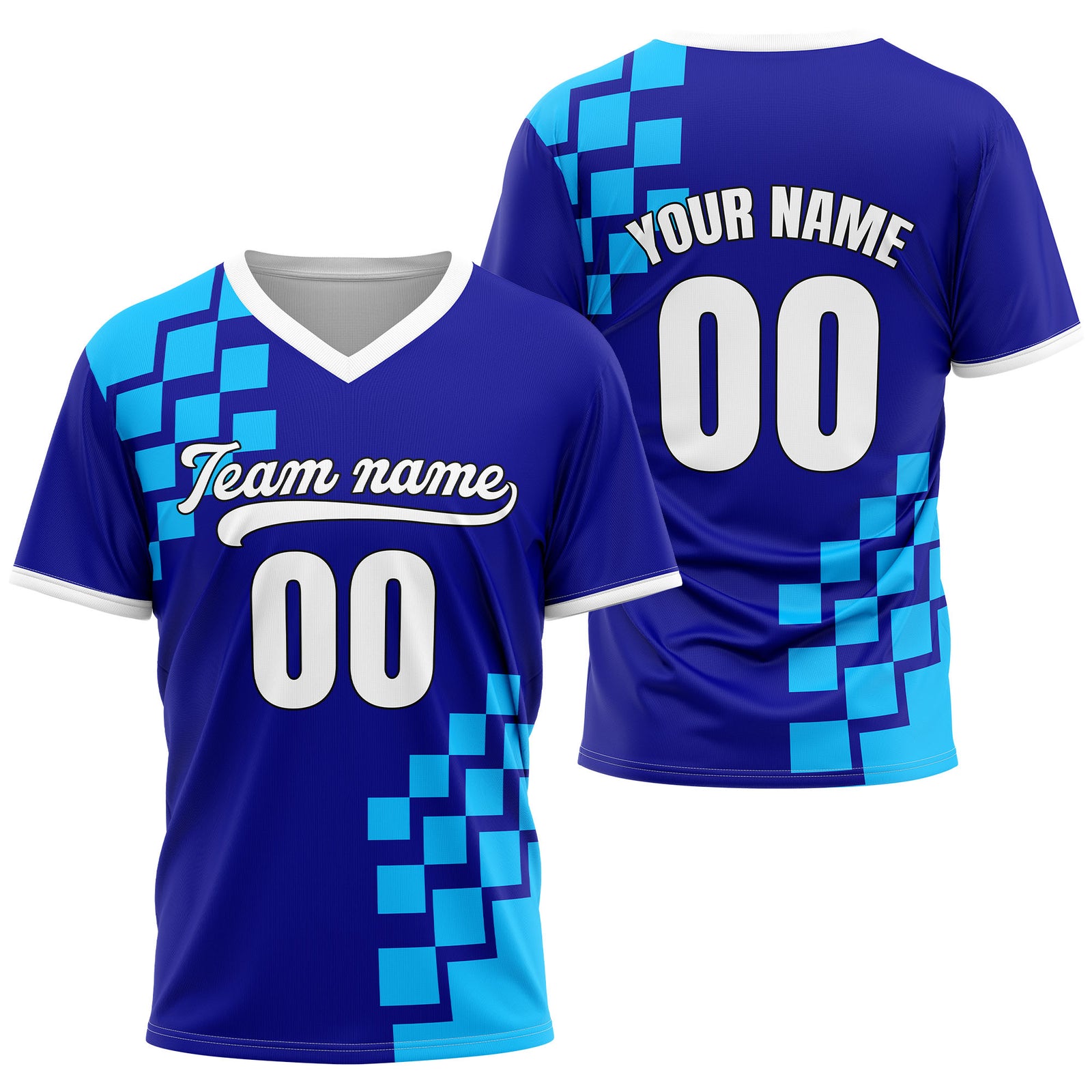 Custom Shadow Pixel Blue Baseball Sports Jersey Personalized Uniform with Name & Number