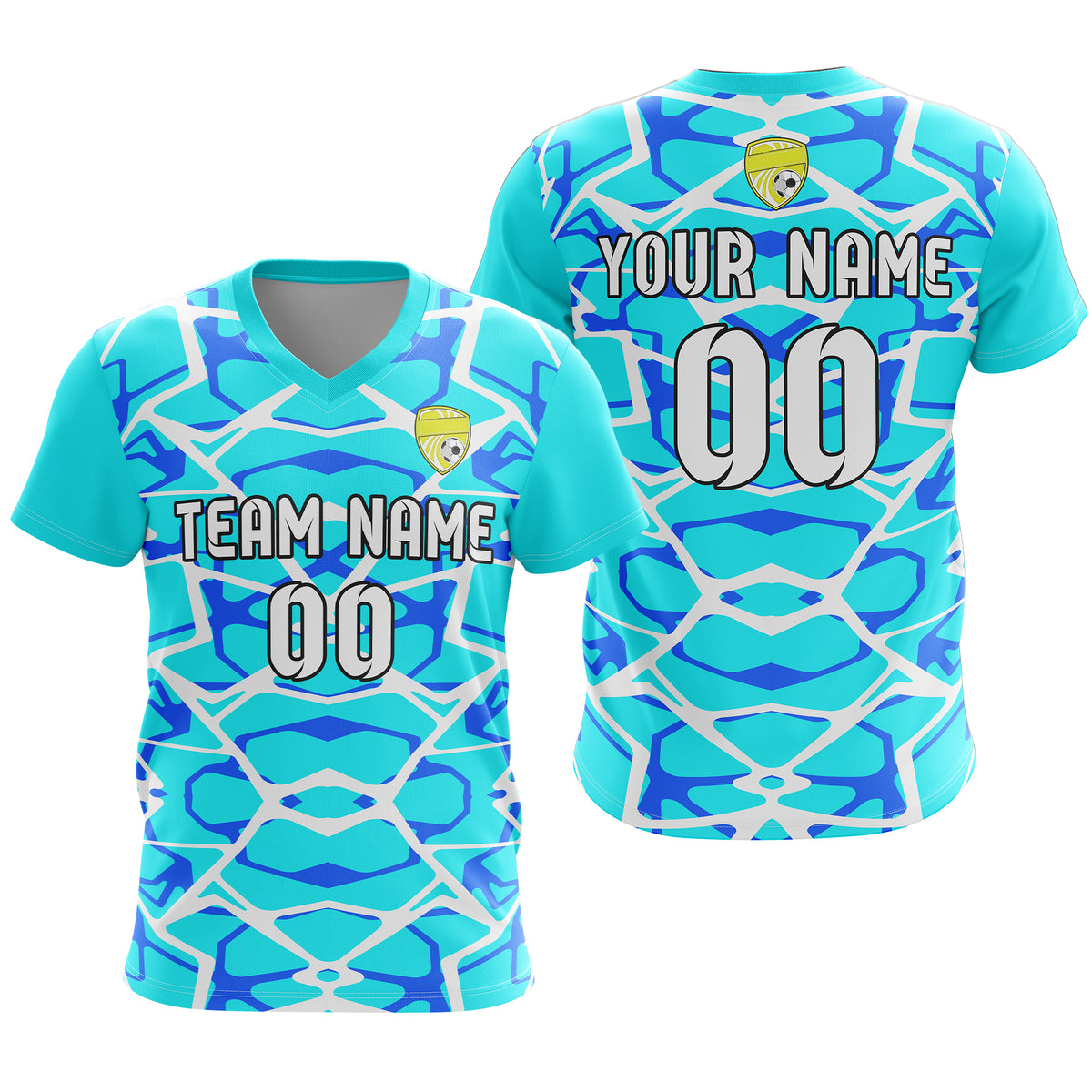 Custom Wild Pulse V-Full Pattern Black Soccer sport Tops Jersey