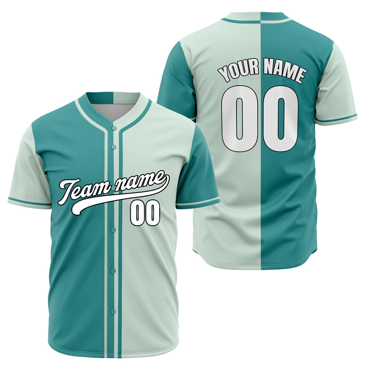 Custom Split Baseball Aqua Sports Jersey Personalized Uniform with Name & Number