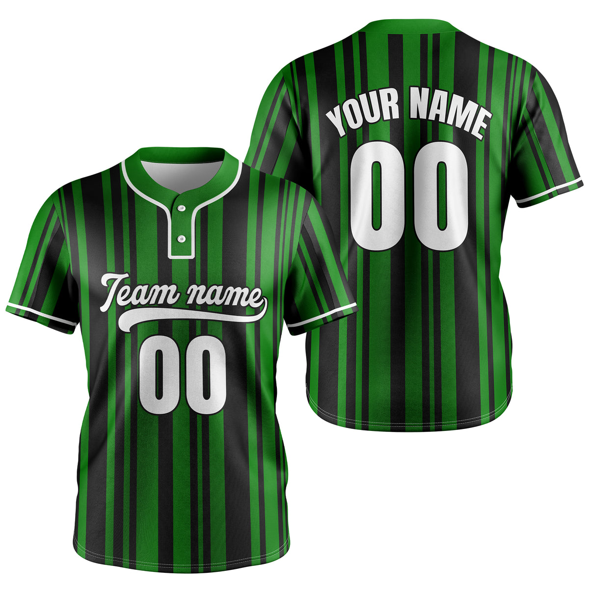 Custom Stripe Fusion Green Baseball Sports Jersey Personalized Uniform with Name &amp; Number