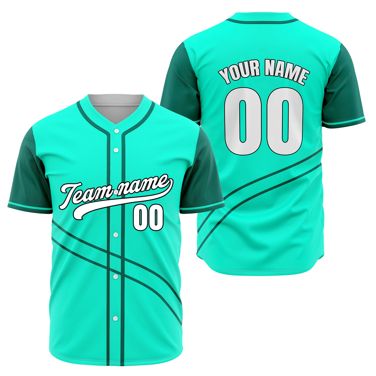 Custom Swift Aqua Raglan Style Baseball Sports Jersey Personalized Uniform with Name &amp; Number