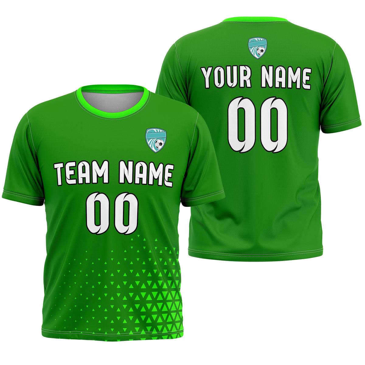 Custom Tri-Edge R Side Pattern Soccer Green Sport Tops Jersey