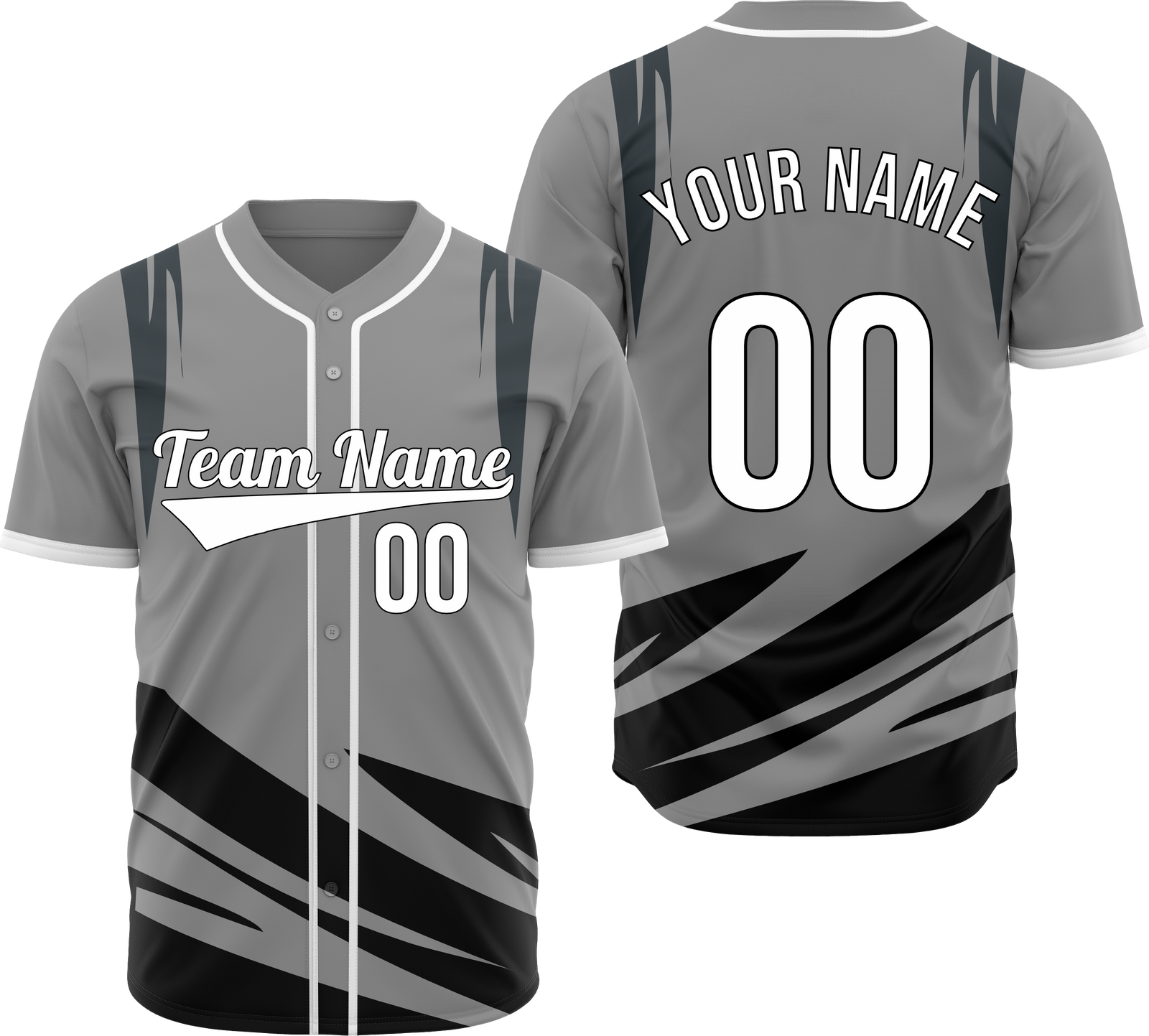 Custom Curve Edge Baseball Grey Sports Jersey Personalized Uniform with Name & Number