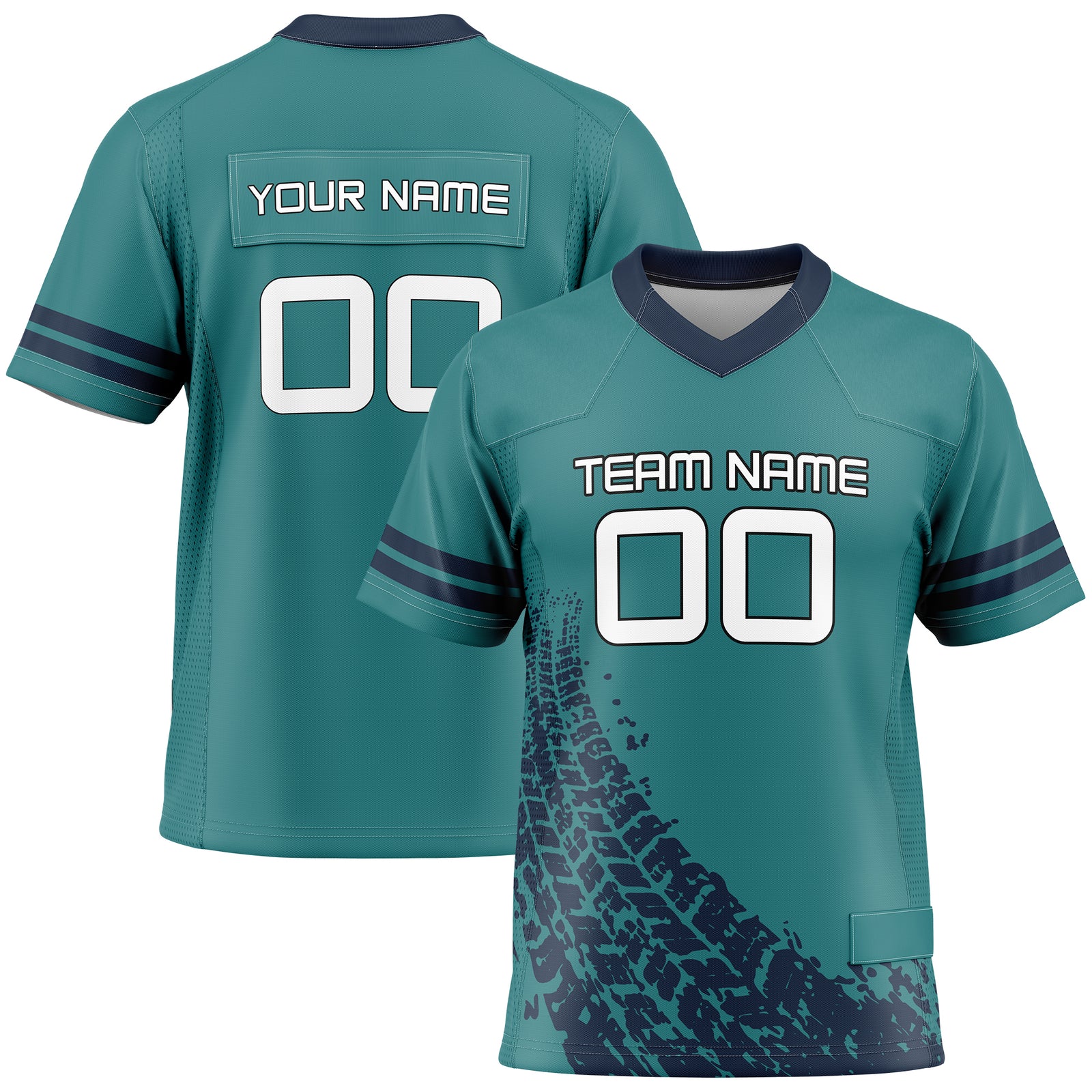 Custom Elite Teal Drift Fashion Pattern Mesh Authentic Football Jersey