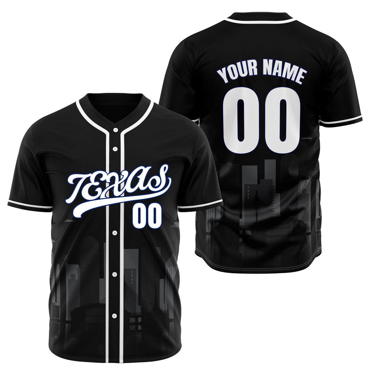 Custom City Lights Blue Baseball Sports Jersey Personalized Uniform with Name & Number