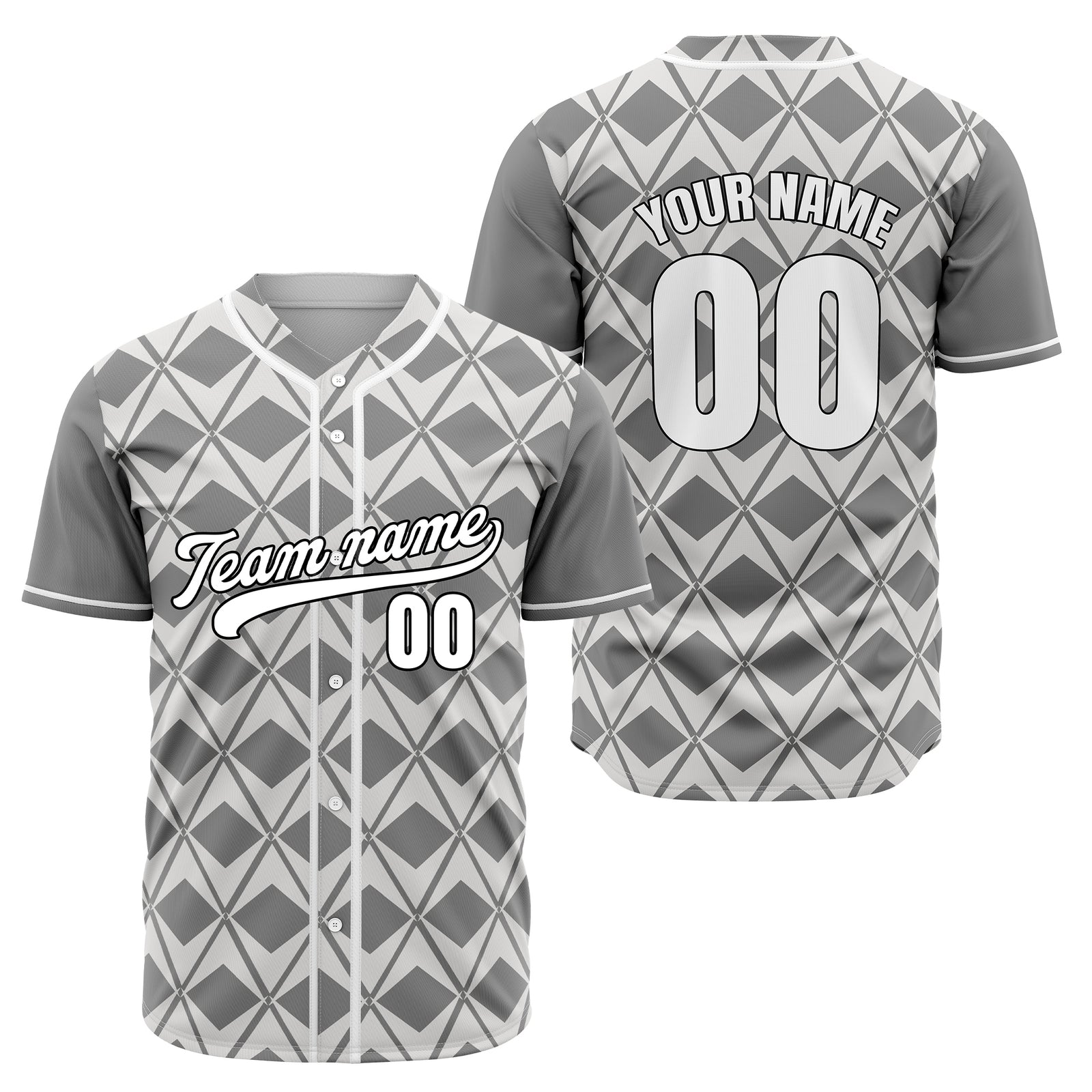 Custom Rhombus Blaze Grey Baseball Sports Jersey Personalized Uniform with Name & Number