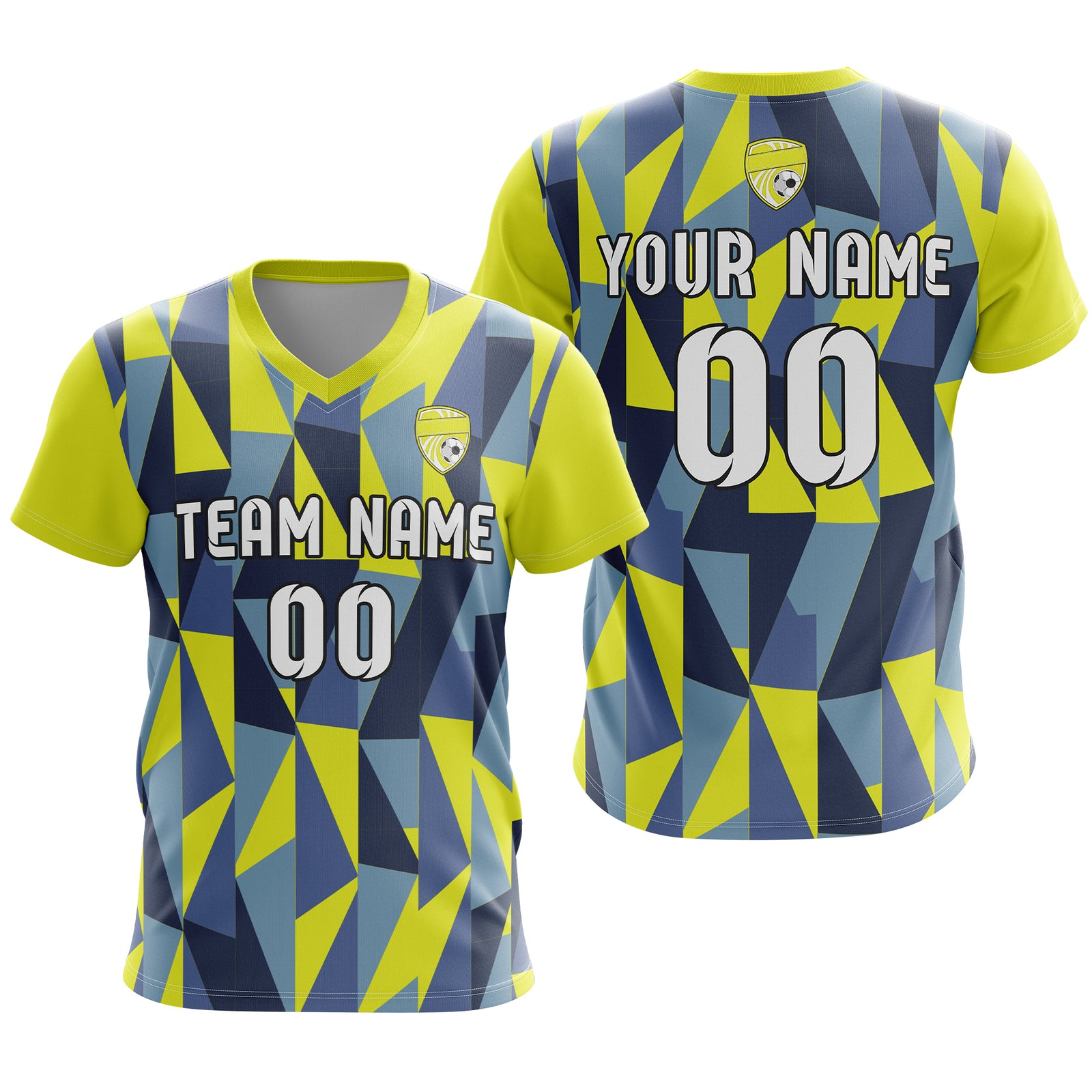Custom Crystal V-Full Pattern Blue Soccer sport Tops Jersey