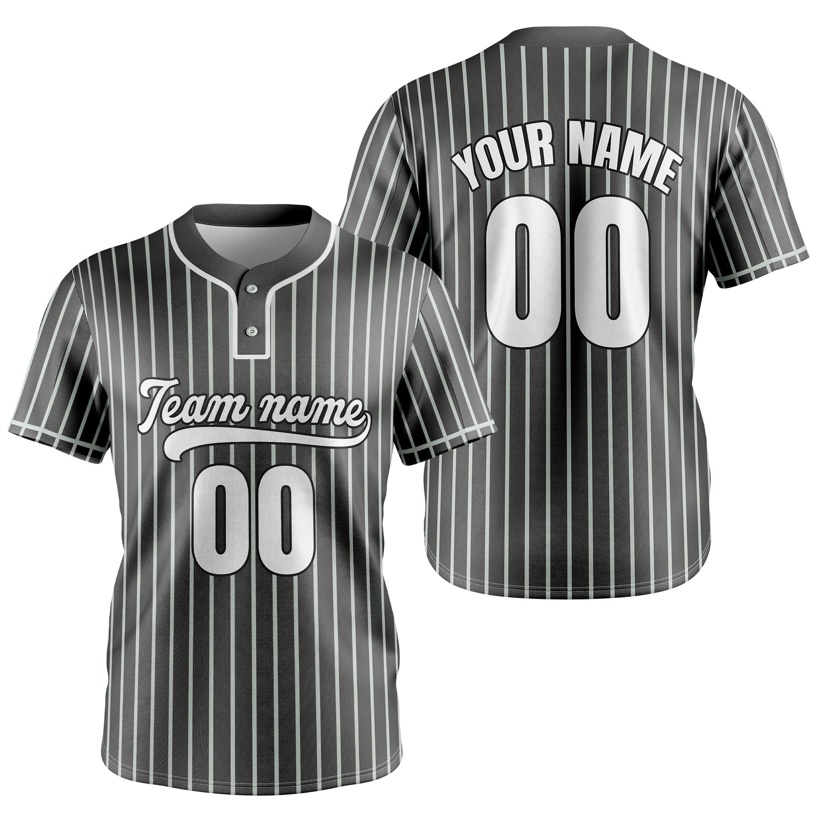 Custom Pinstripe Baseball Dark Grey Sports Jersey Personalized Uniform with Name & Number