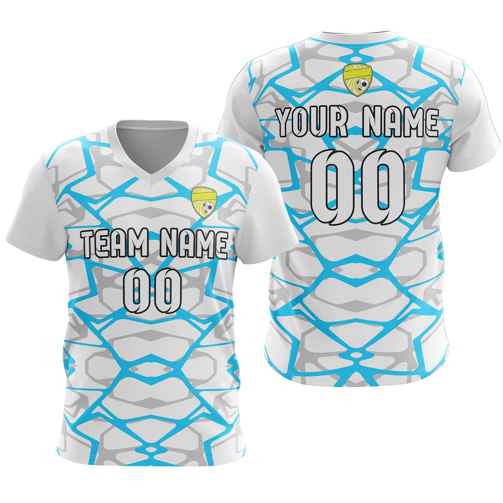 Custom Wild Pulse V-Full Pattern White Soccer sport Tops Jersey