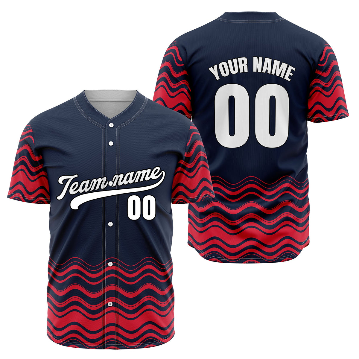 Custom Teal Baseball Wave Sports Jersey Personalized Uniform with Name &amp; Number