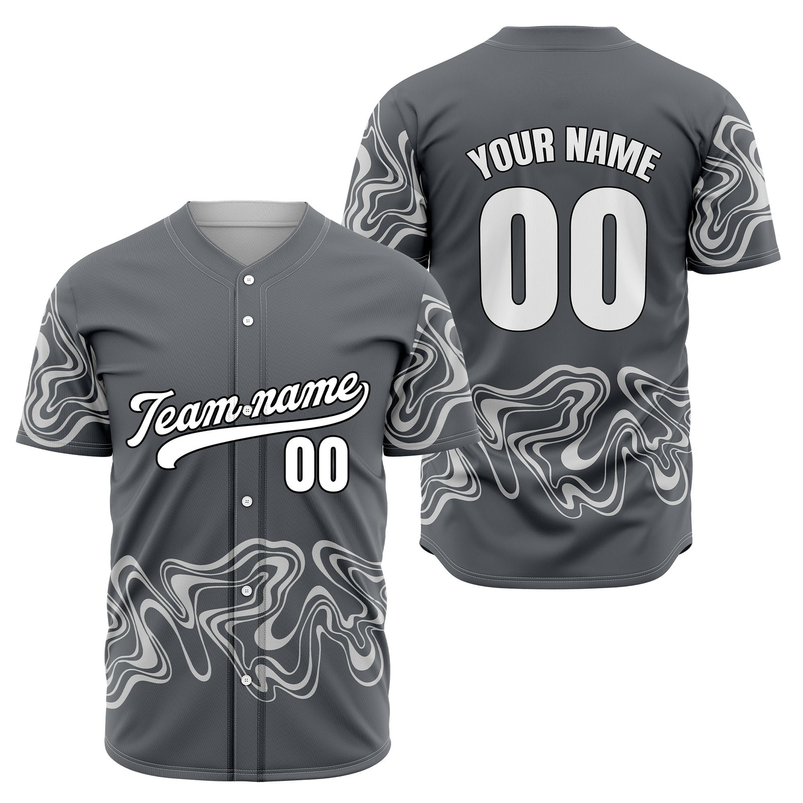 Custom Wave Dark Grey Baseball Sports Jerseys Personalized Uniform with Name & Numbers
