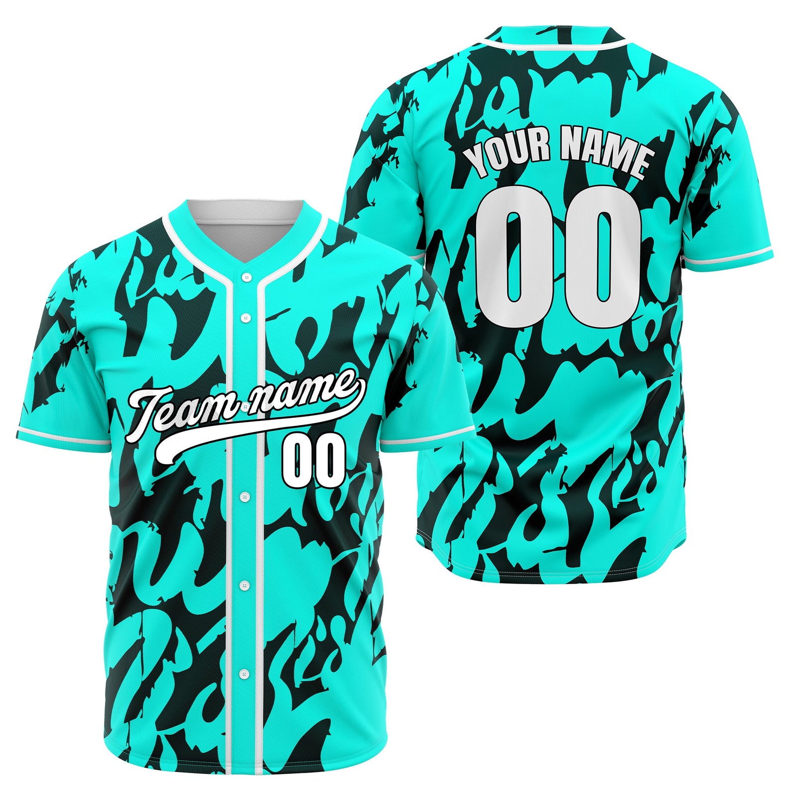 Custom Graffiti Sox Aqua Baseball Sports Jersey Personalized Uniform with Name & Number