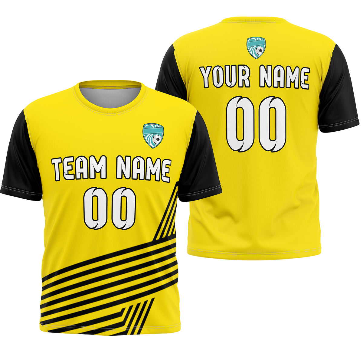 Custom Rapid Line R Side Pattern Soccer Yellow sport Tops Jersey