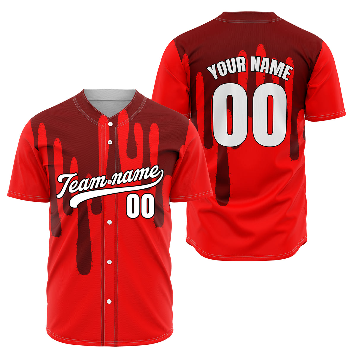Custom Ink Drip Red Sports Jersey Personalized Uniform with Name &amp; Number