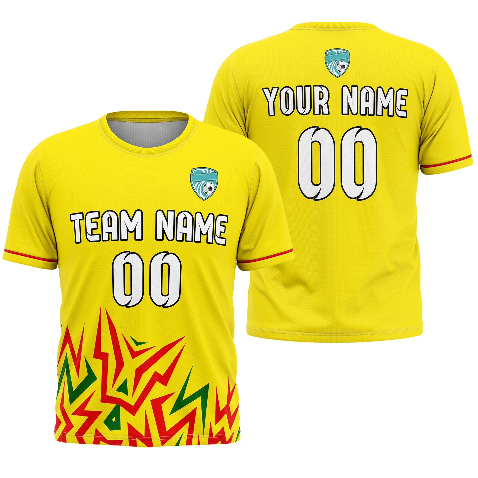 Custom Spark Strike R Side Pattern Soccer Yellow Sport Tops Jersey