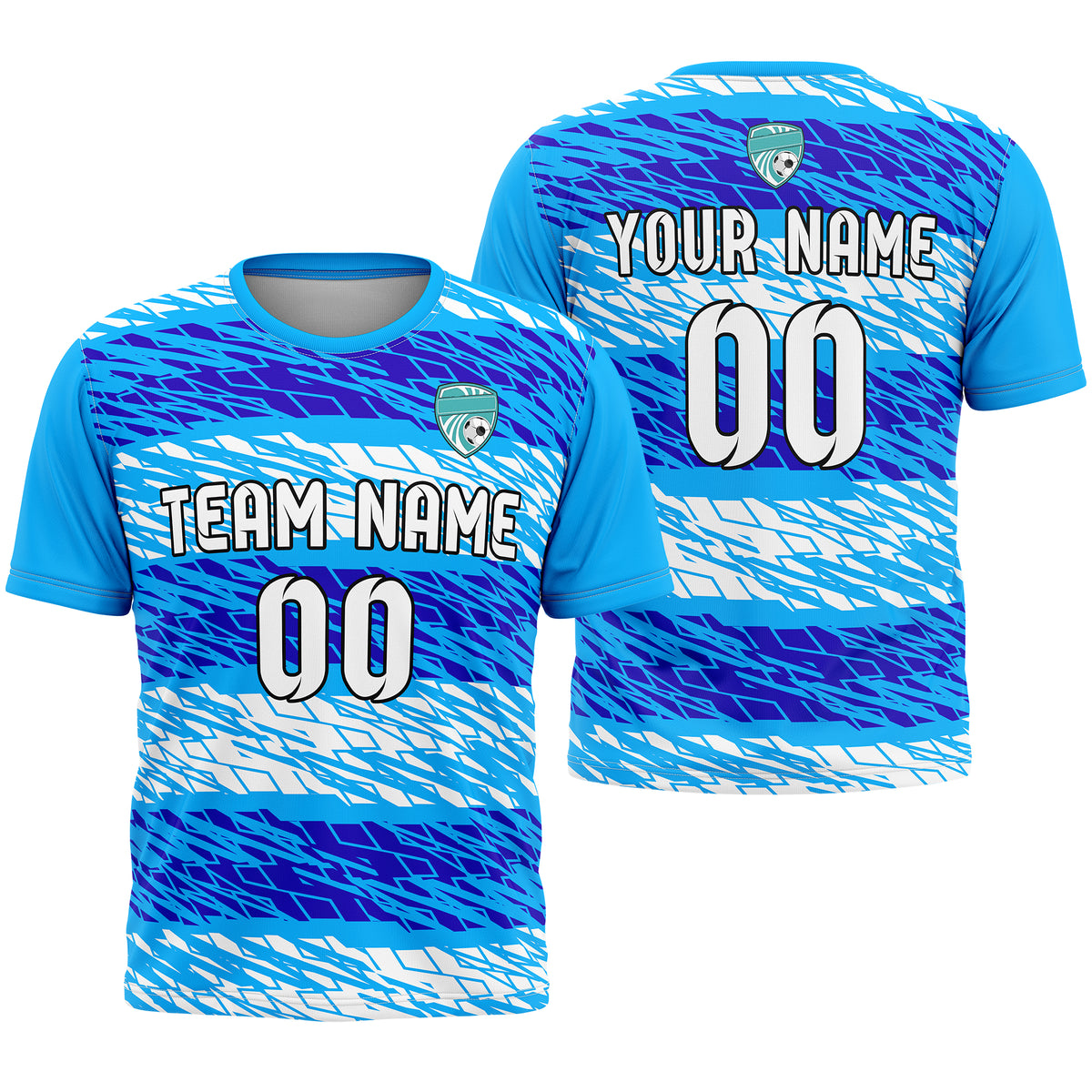 Custom Flare Strike R-Full Pattern Soccer Blue Sport Tops Jersey