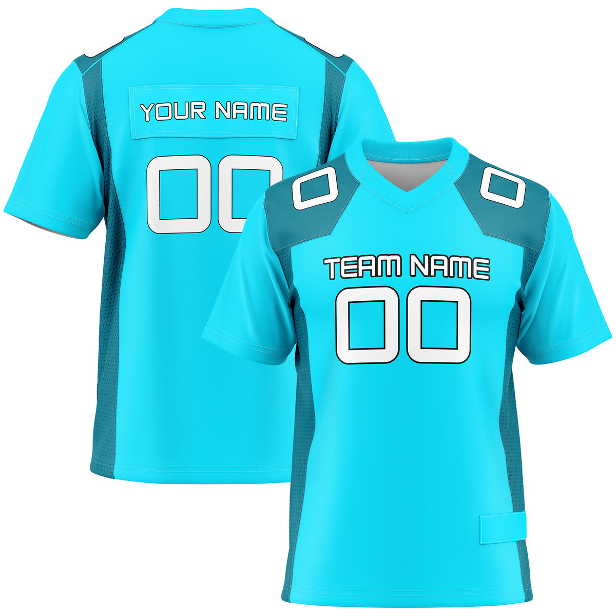 Custom Elite Aqua Raglan Sleeves Mesh Authentic Football Jersey