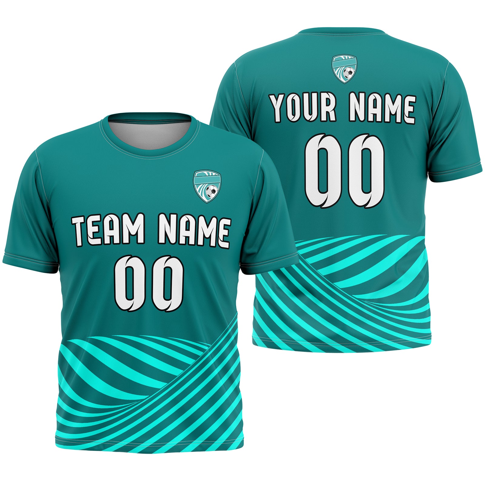 Custom WaveLine Stripe Aqua Soccer sport Tops Jersey