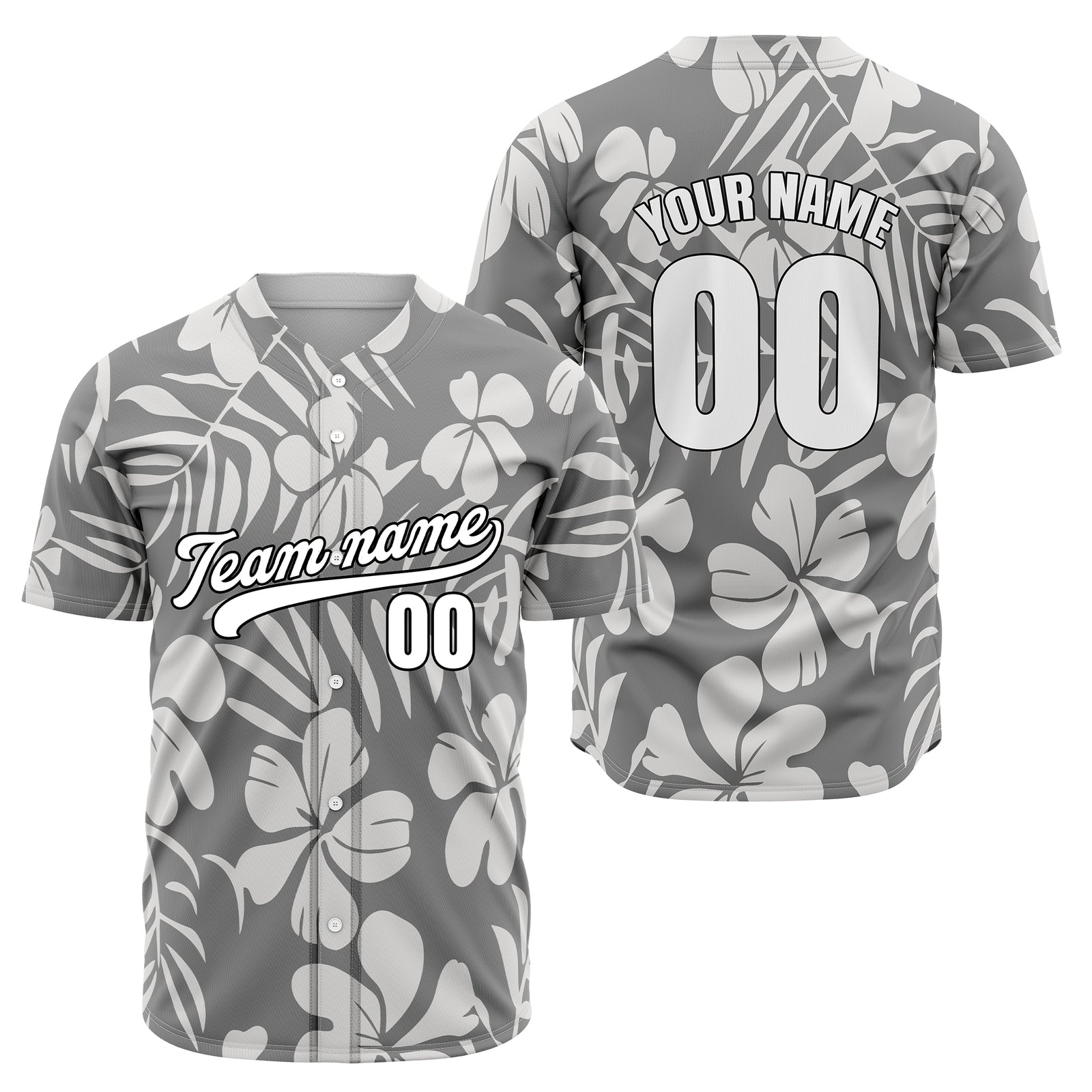 Custom Hawaiian Grey Baseball Sports Jersey Personalized Uniform with Name & Number