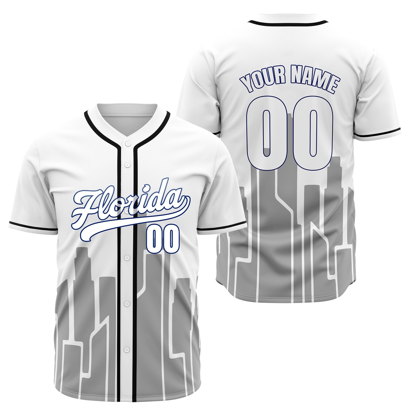 Custom City Flux White Baseball Sports Jersey Personalized Uniform with Name & Number