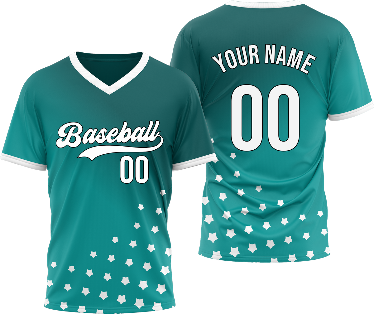 Custom Twilight Stars Baseball Teal Sports Jersey Personalized Uniform with Name &amp; Number