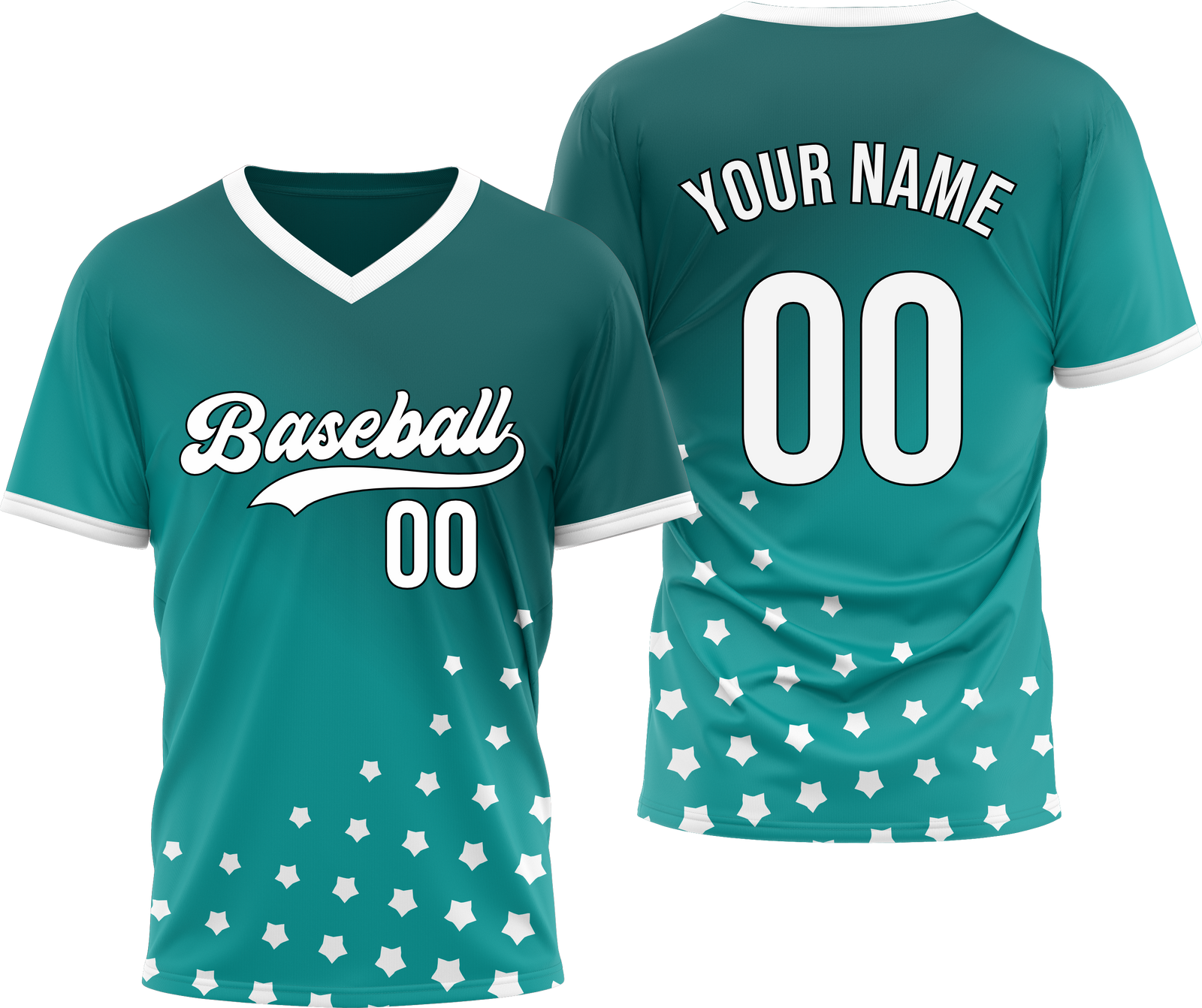 Custom Twilight Stars Baseball Teal Sports Jersey Personalized Uniform with Name & Number