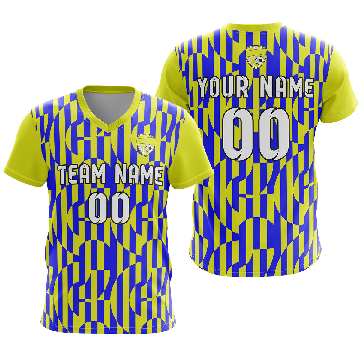 Custom Pulse Grid V-Full Pattern Purple Soccer sport Tops Jersey