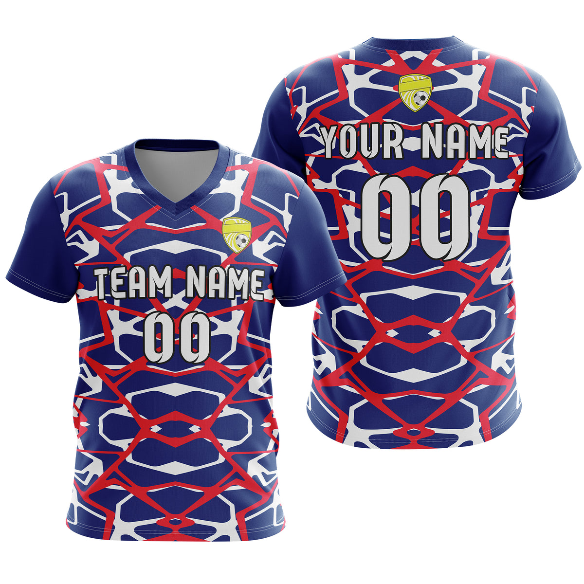 Custom Wild Pulse V-Full Pattern Navy Soccer sport Tops Jersey