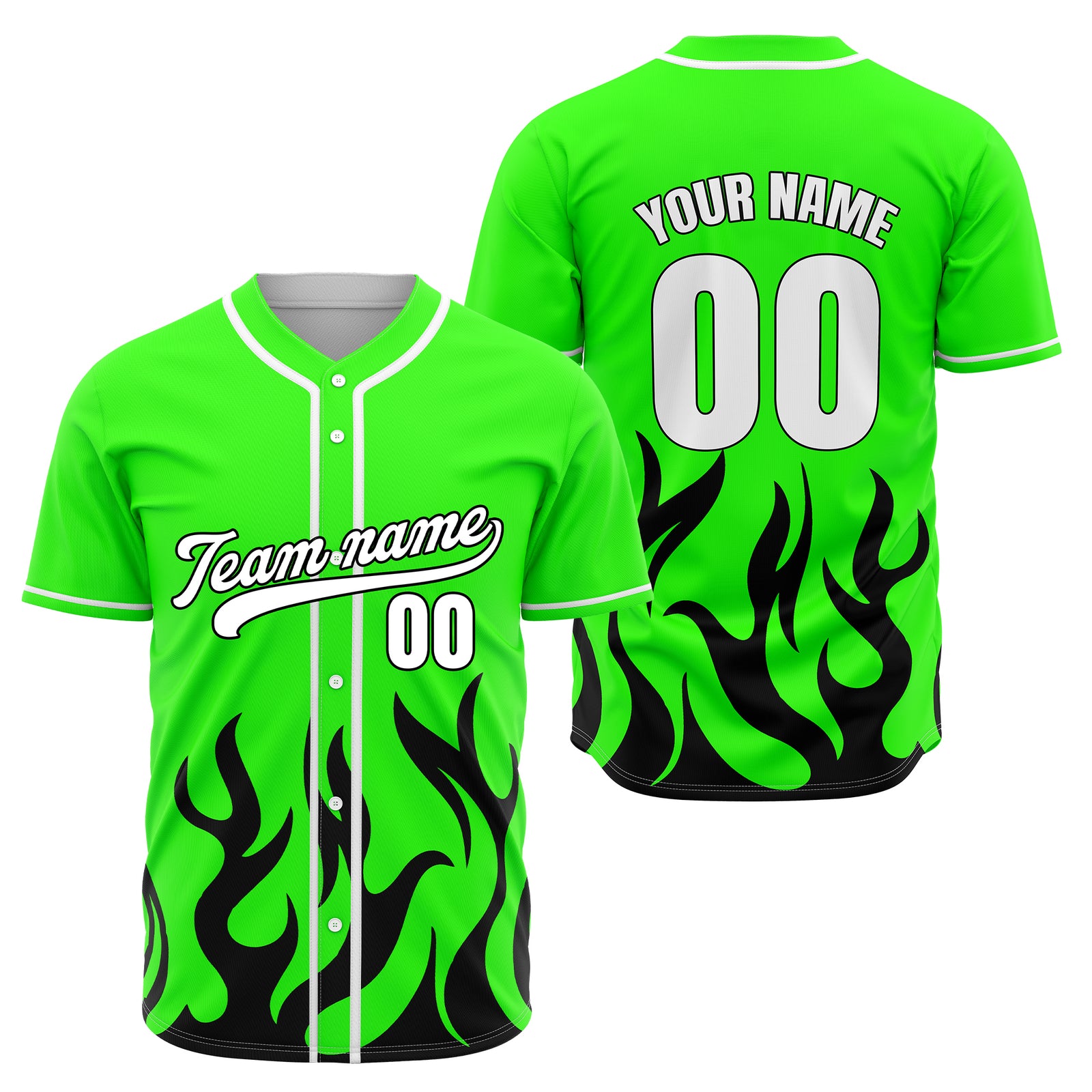 Custom Burnout Neon Green Baseball Sports Jersey Personalized Uniform with Name & Number