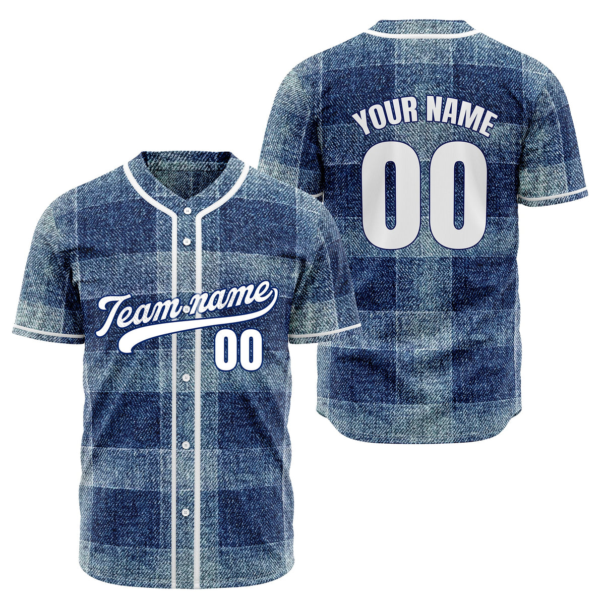 Custom Deep Indigo Denim Baseball Sports Jersey Personalized Uniform with Name &amp; Number