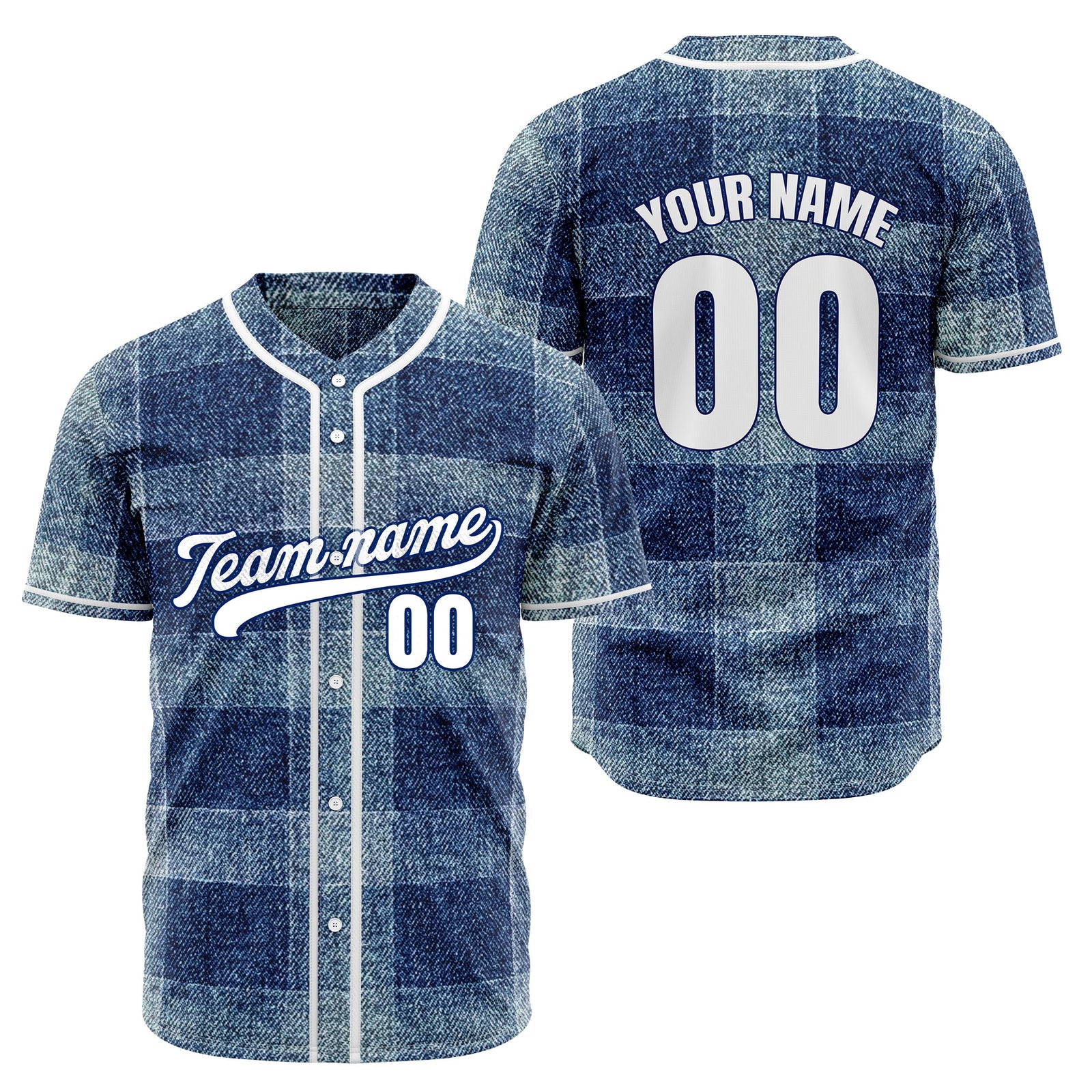 Custom Deep Indigo Denim Baseball Sports Jersey Personalized Uniform with Name & Number