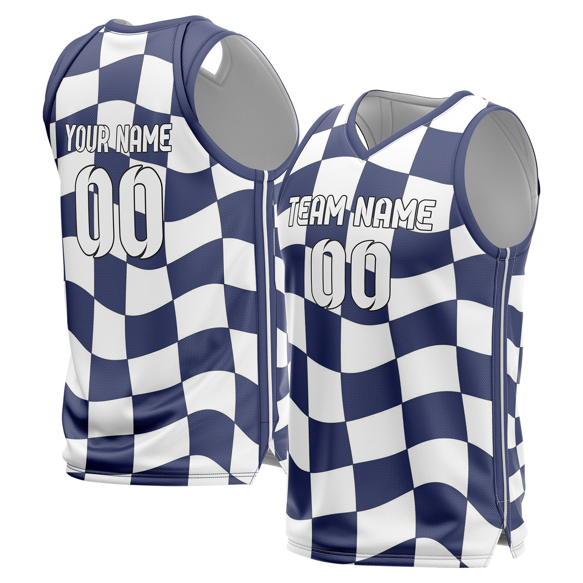 Custom Elite Check Navy Printed Uniform Basketball Jersey