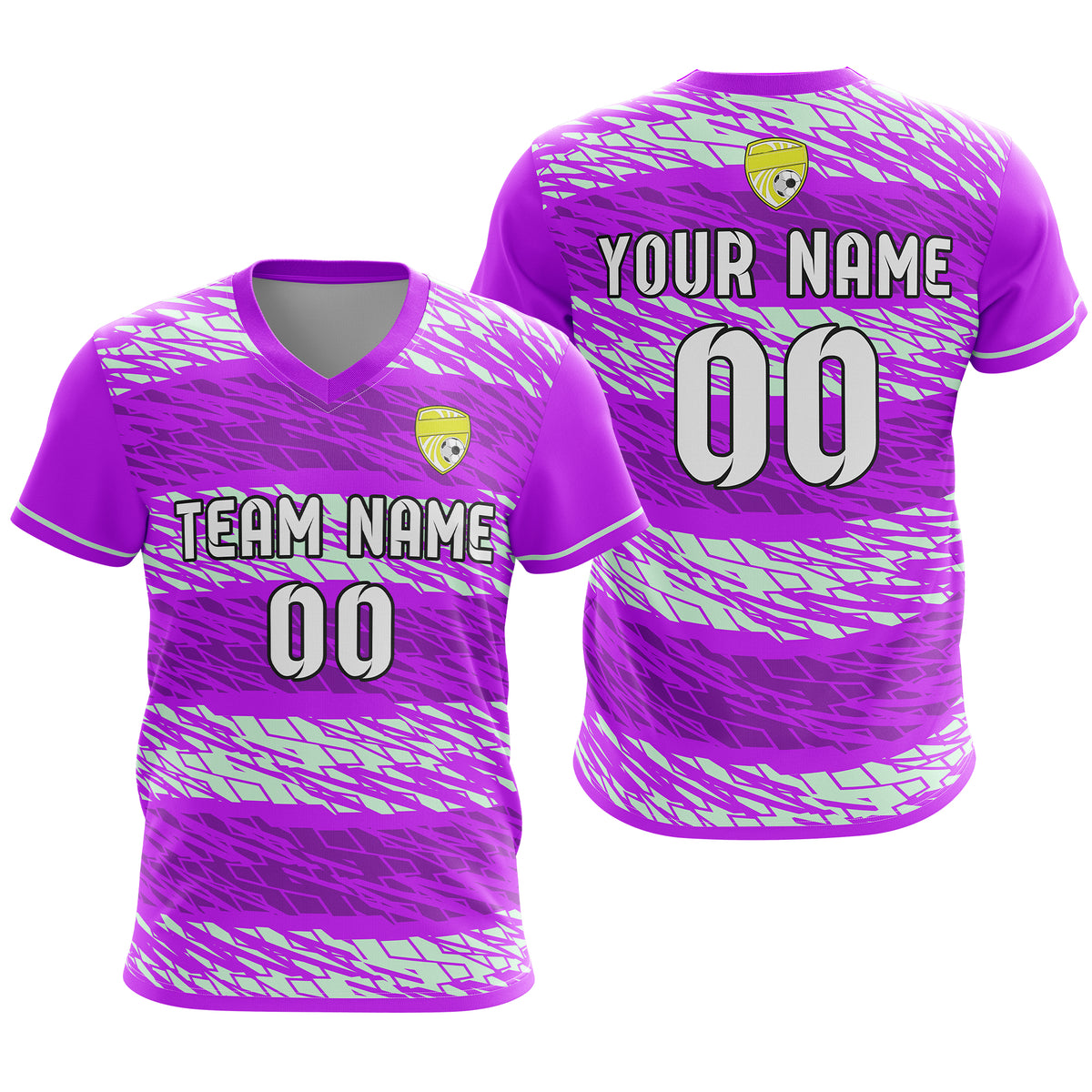 Custom Flare Strike V-Full Pattern Purple Soccer sport Tops Jersey