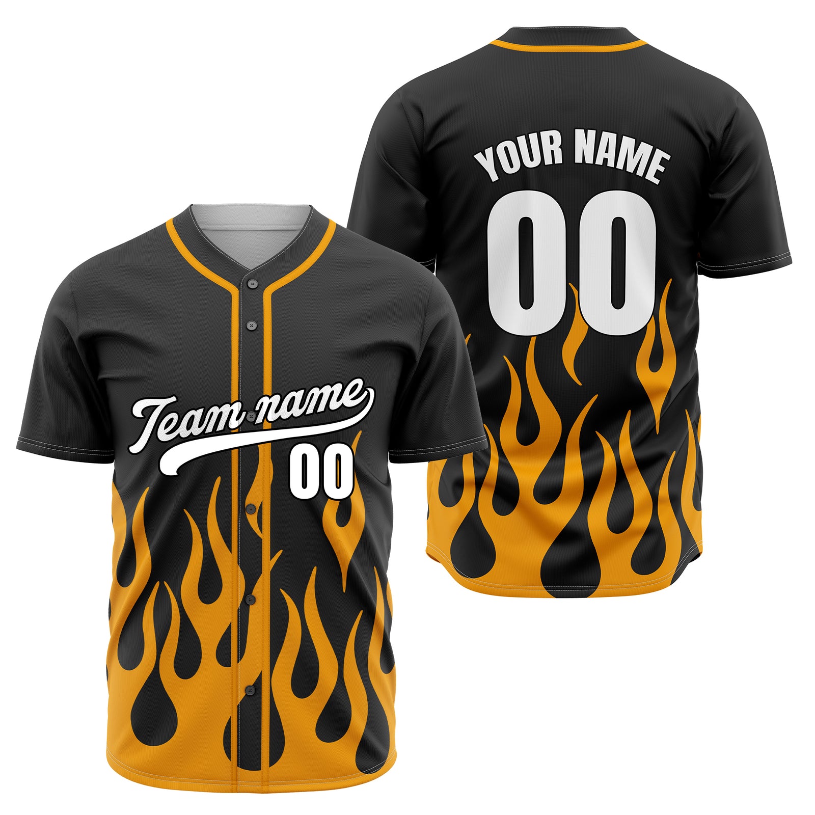 Custom Frost Fire Black Baseball Sports Jersey Personalized Uniform with Name & Number