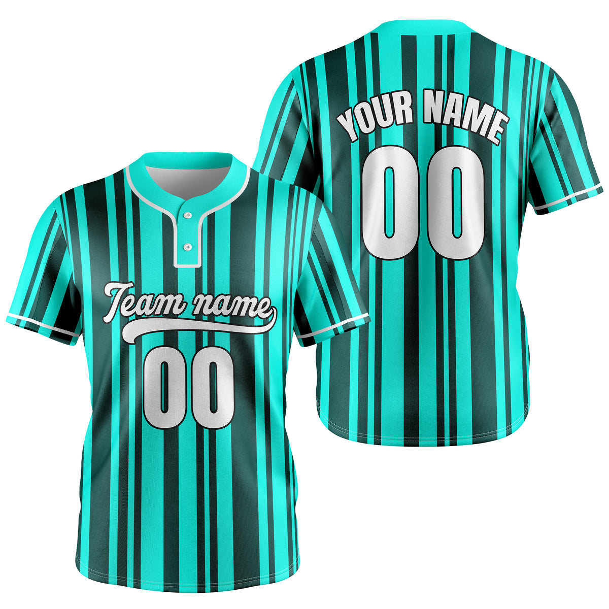 Custom Stripe Fusion Aqua Baseball Sports Jersey Personalized Uniform with Name &amp; Number