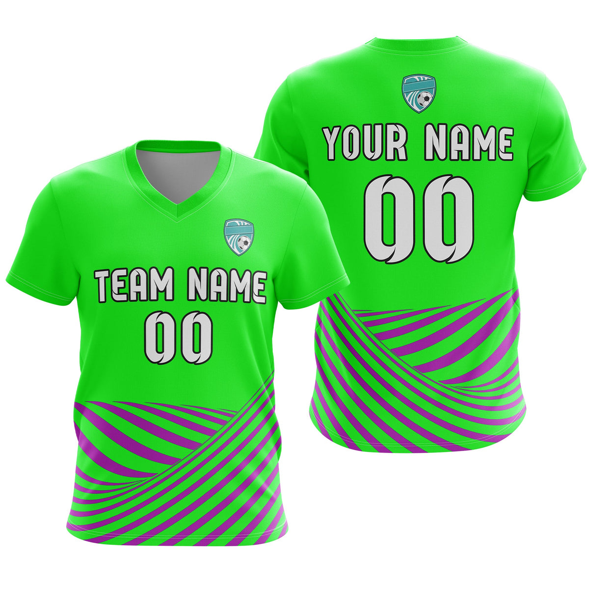 Custom Soccer WaveLine Stripe V-Neck D4 Sport Tops Jersey