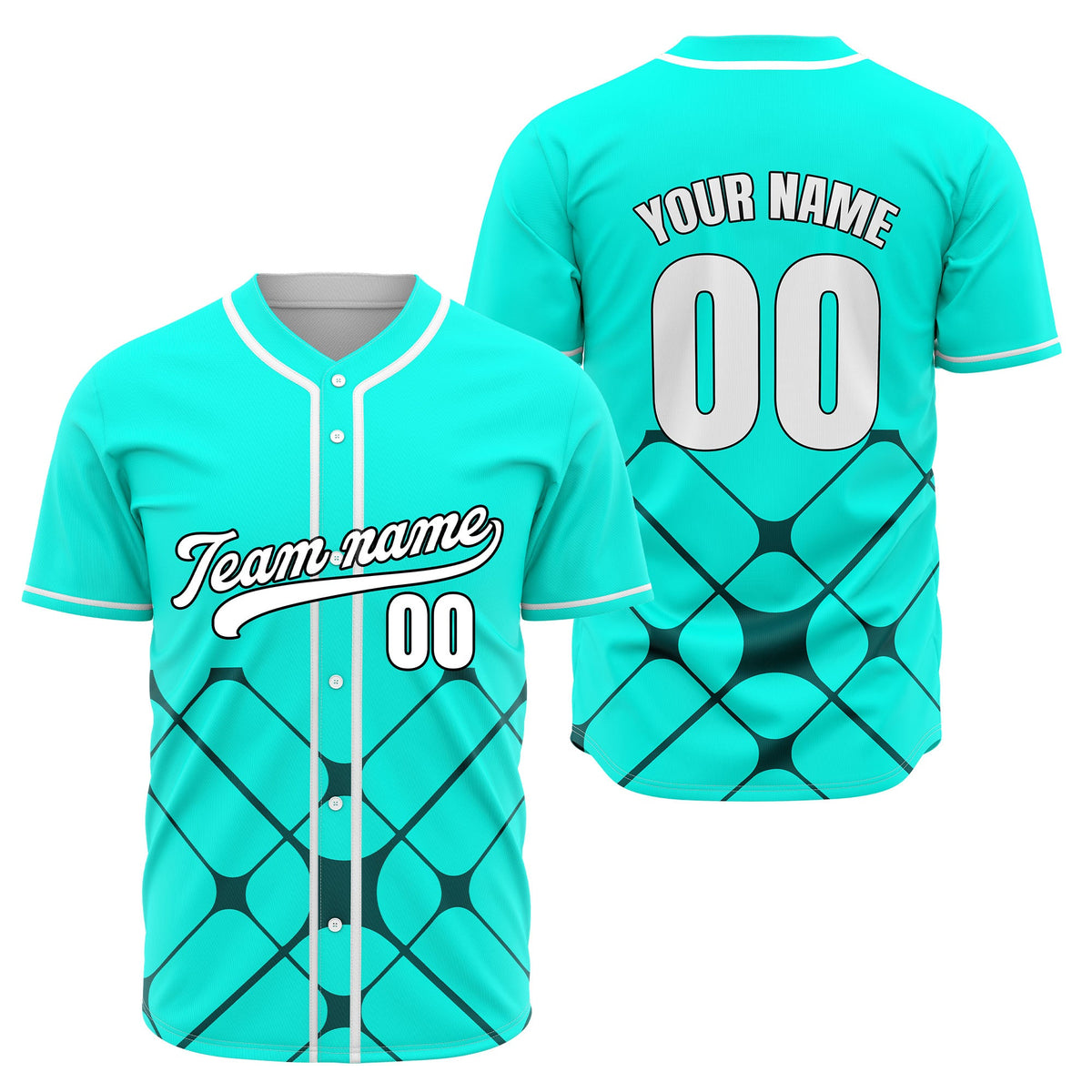 Custom Gridlock Aqua Baseball Sports Jersey Personalized Uniform with Name &amp; Number