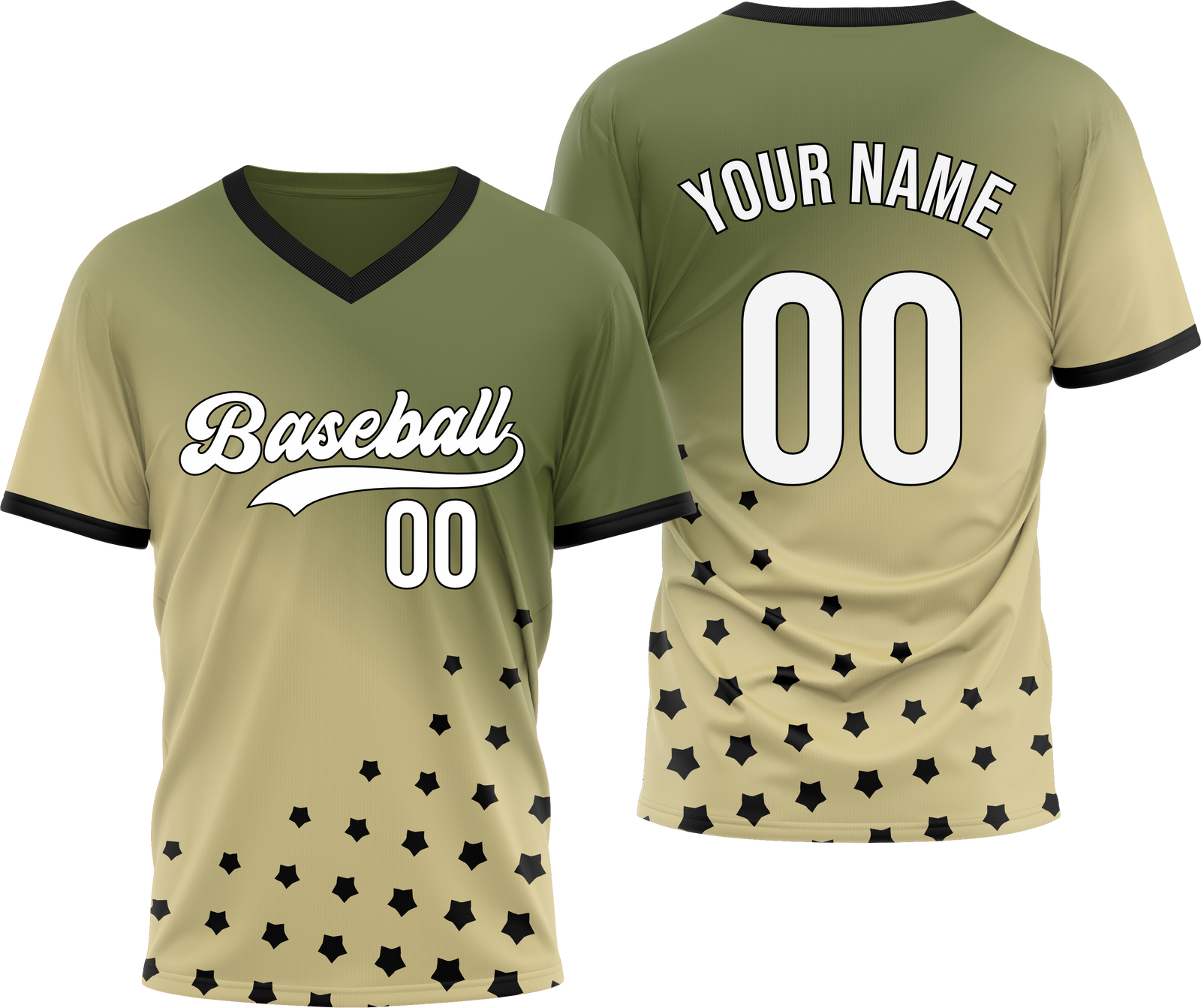 Custom Twilight Stars Baseball Khaki Sports Jersey Personalized Uniform with Name & Number