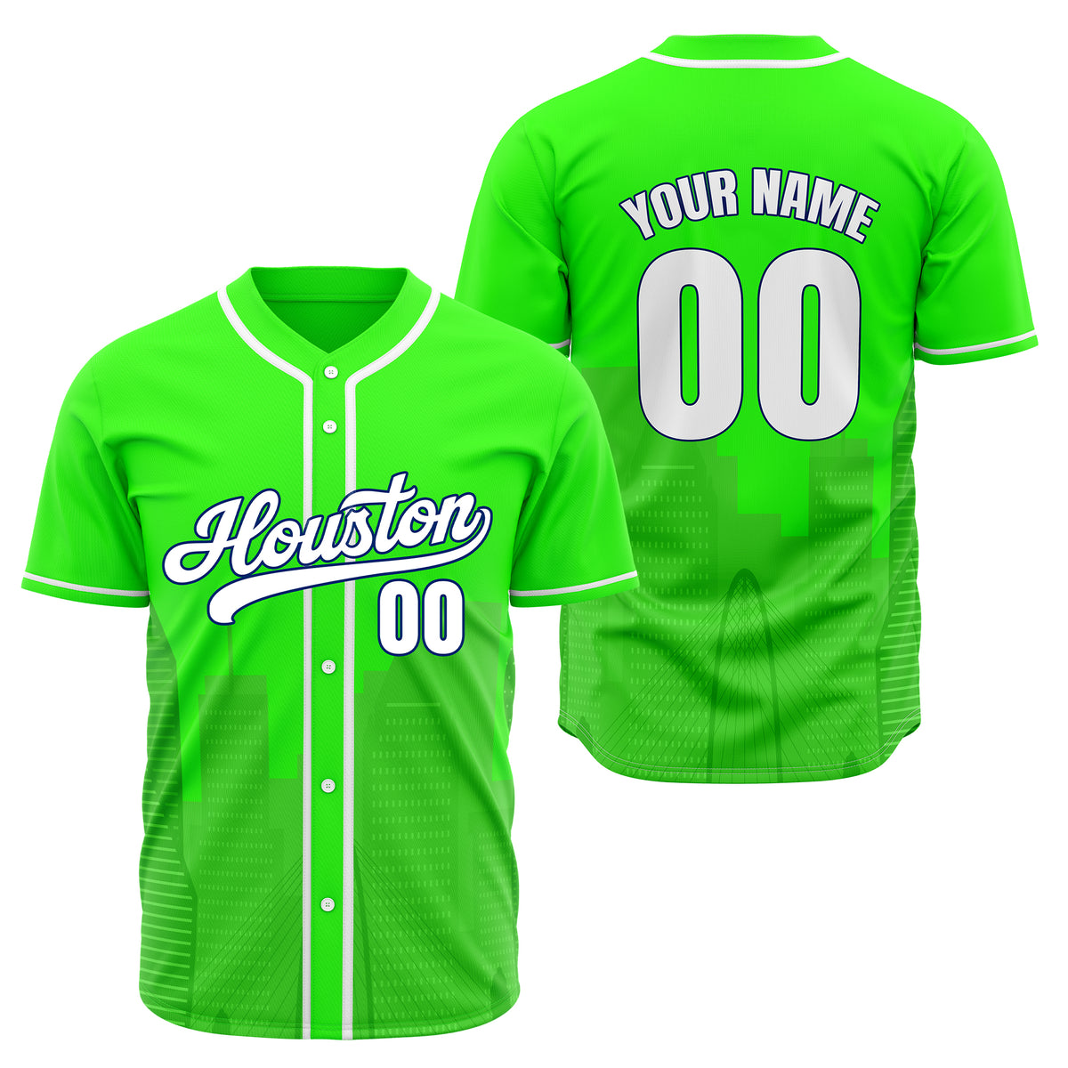 Custom City Pulse Neon Green Baseball Sports Jersey Personalized Uniform with Name &amp; Number