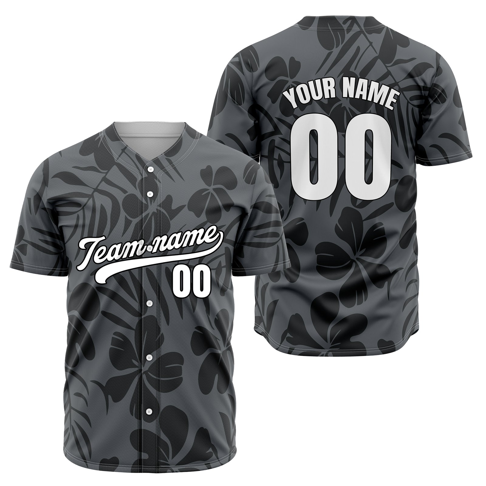 Custom Hawaiian Dark Grey Baseball Sports Jersey Personalized Uniform with Name & Number