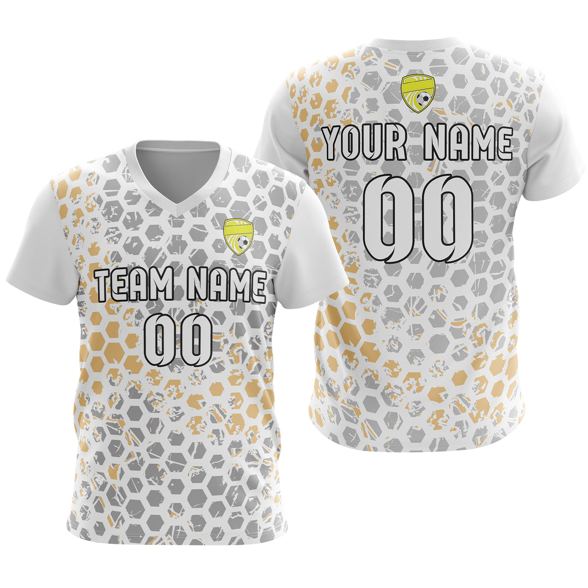 Custom Hex V-Full Pattern Black Soccer sport Tops Jersey