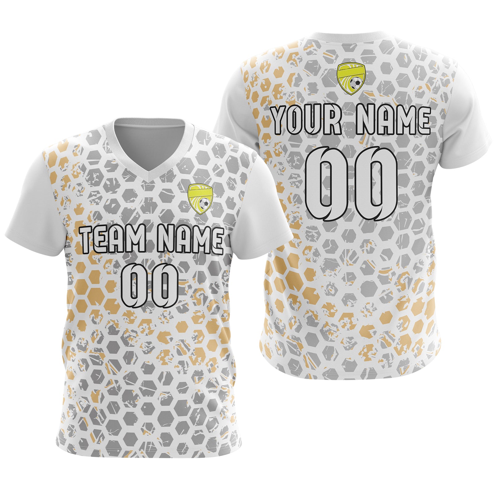 Custom Hex V-Full Pattern Black Soccer sport Tops Jersey