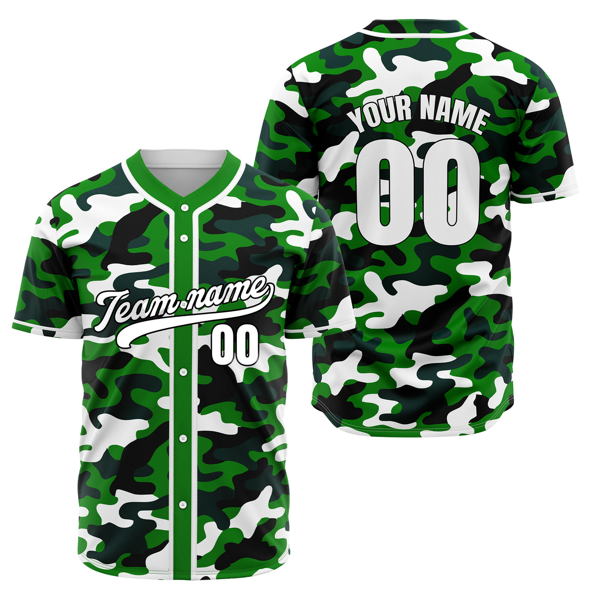Custom Shadow Command Green Baseball Sports Jersey Personalized Uniform with Name &amp; Number