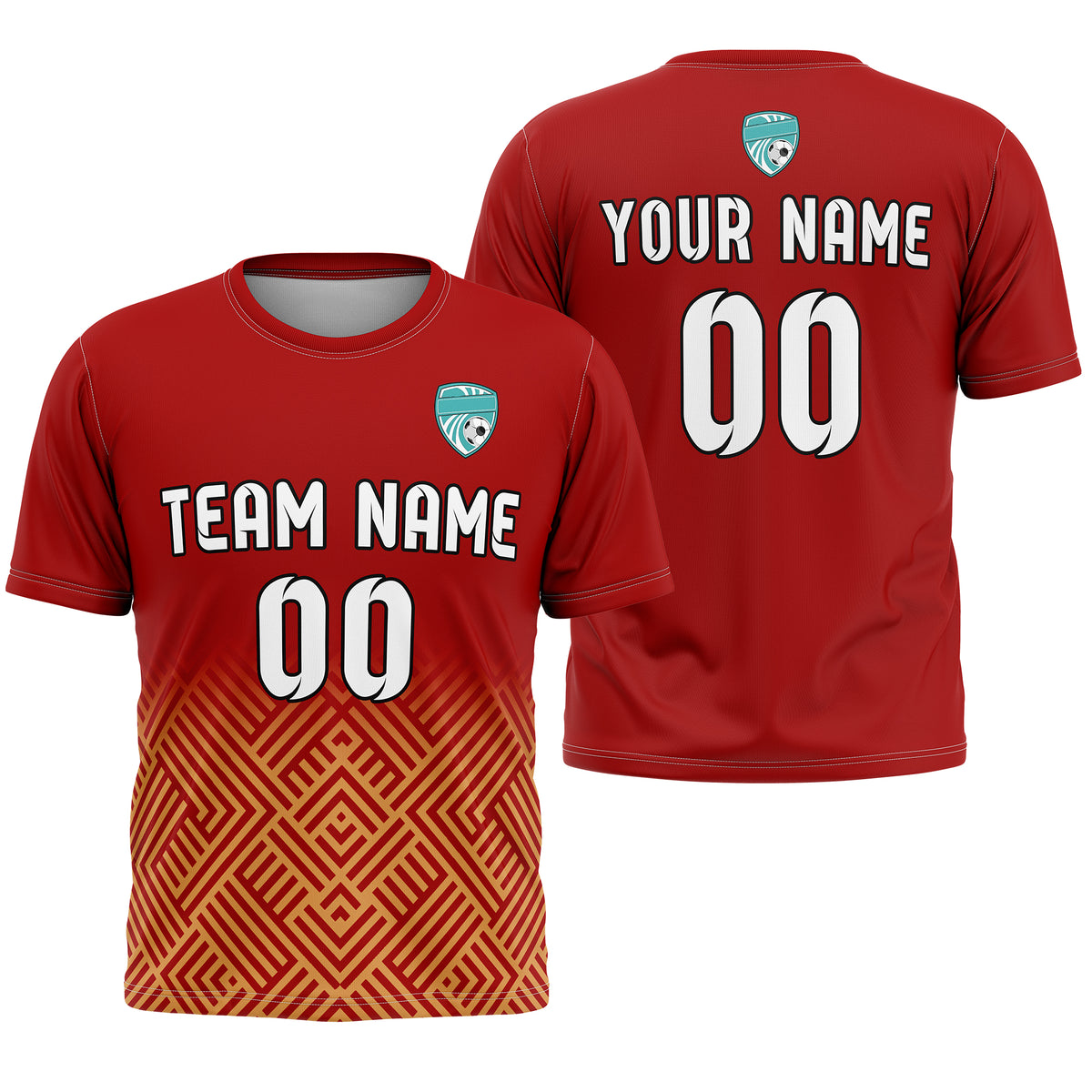 Custom Shadow Line R Side Pattern Soccer Red Sport Tops Jersey